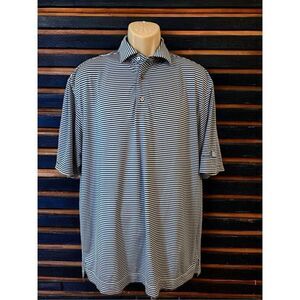 FootJoy FJ Performance Stretch Polo Shirt Mens LARGE Blue Striped